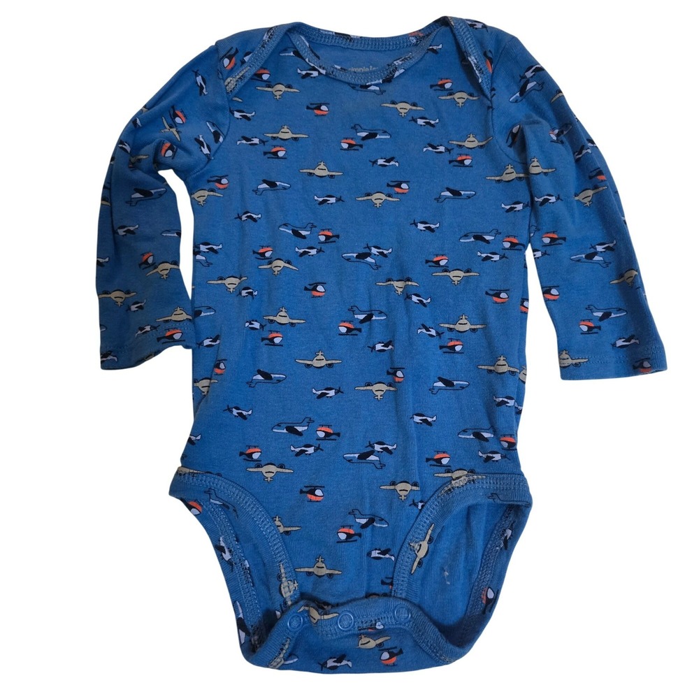 Simple Joys by Carters Baby Boys Blue Airplane Helicopter Bodysuit 3-6M